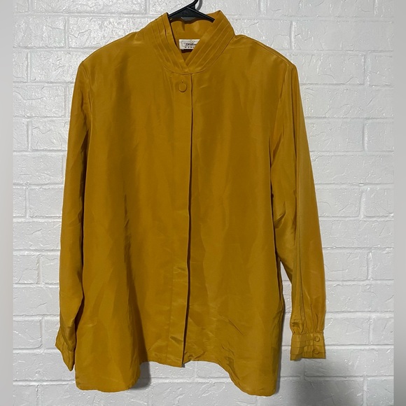 Worthington Vintage 80s Mustard Yellow Button Up Blouse - Picture 2 of 10